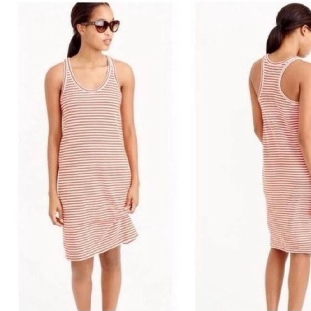 J.Crew Racerback tank dress in red stripe size Large Cotton Casual Preppy